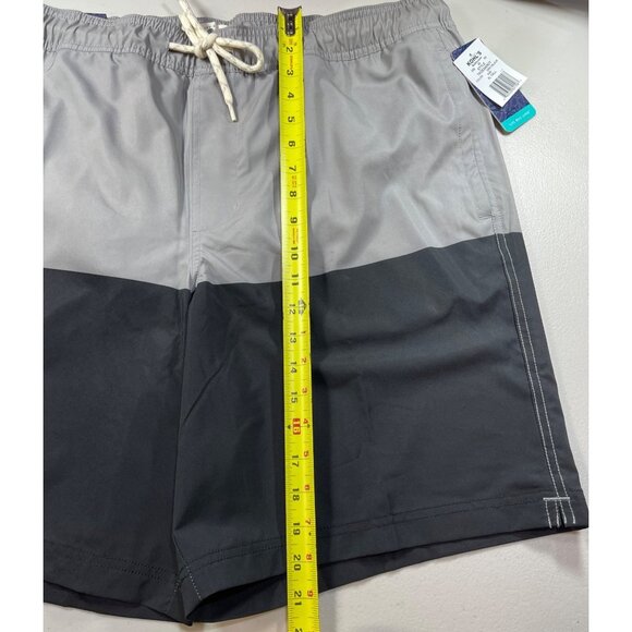 Trinity Coast Mens Size XLT Swim Trunks w Drawstring Waist Colorblock Gray Black - Picture 5 of 13